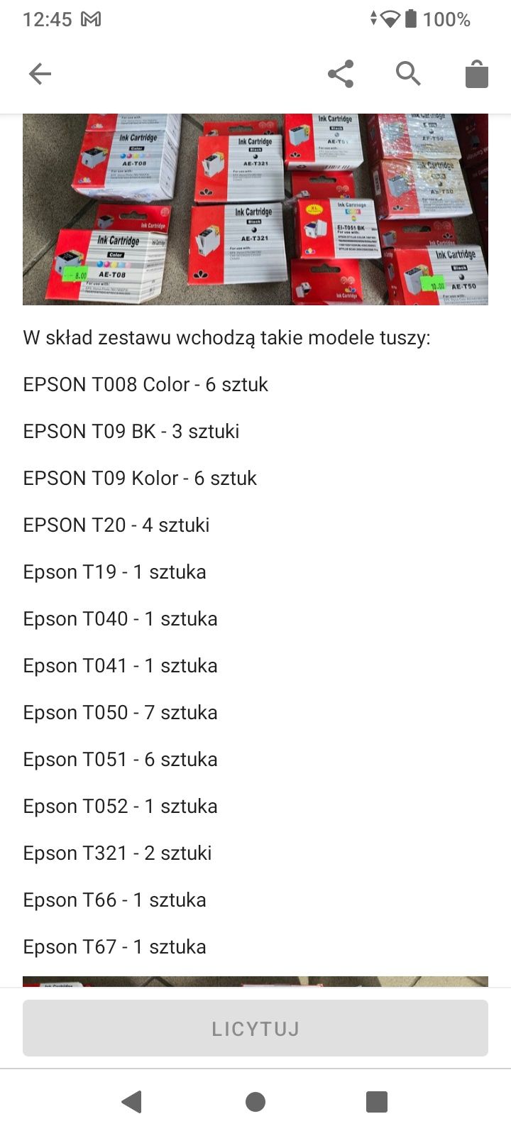 Tusze do drukarek Epson stylus