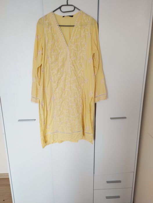 Tunika indyjska kameez haft kwiaty Bollywood orient hippie boho unikat