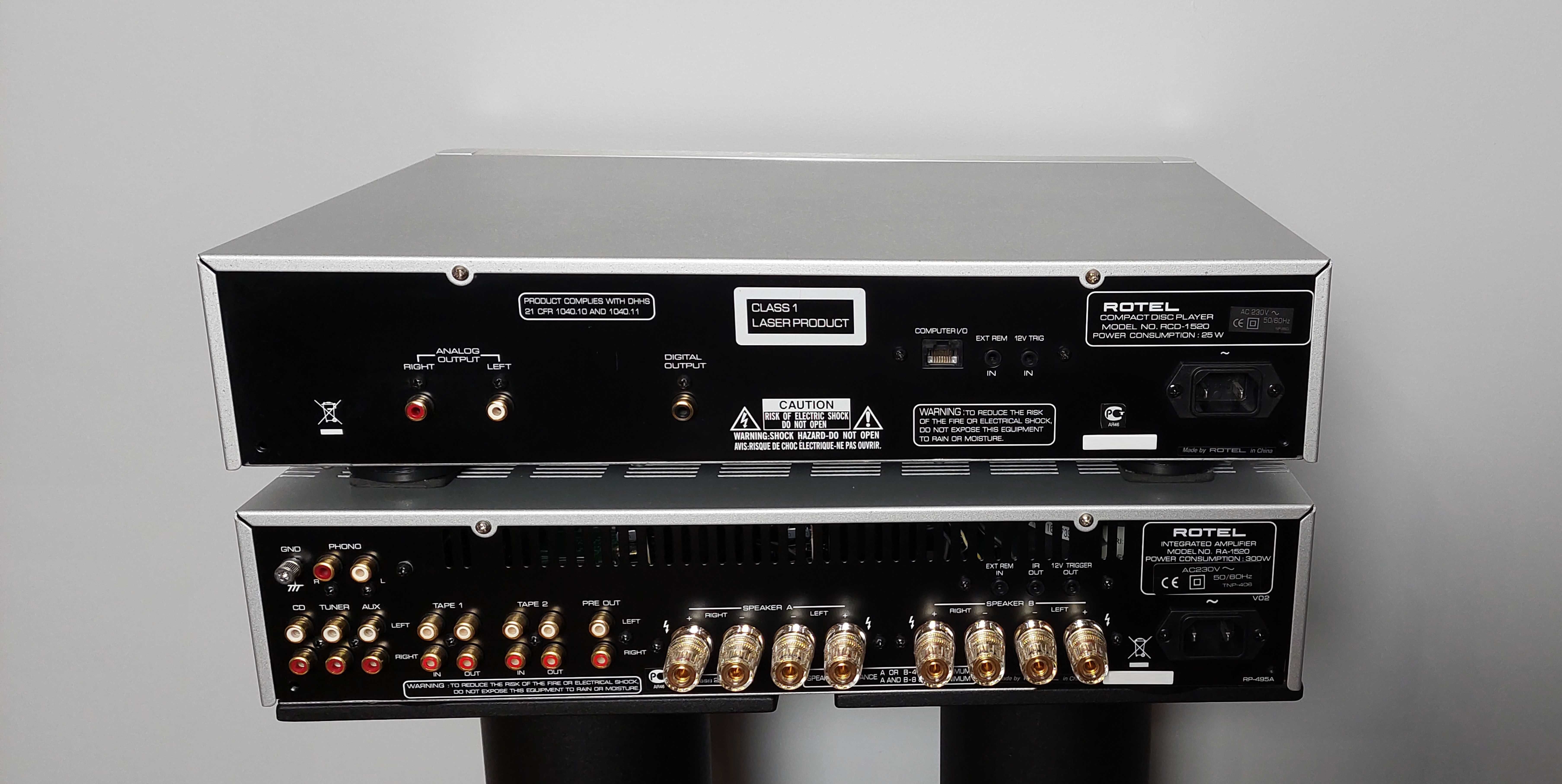 Wzmacniacz zintegrowany + odtwarzacz CD ROTEL RA1520 + RCD1520 + pilot