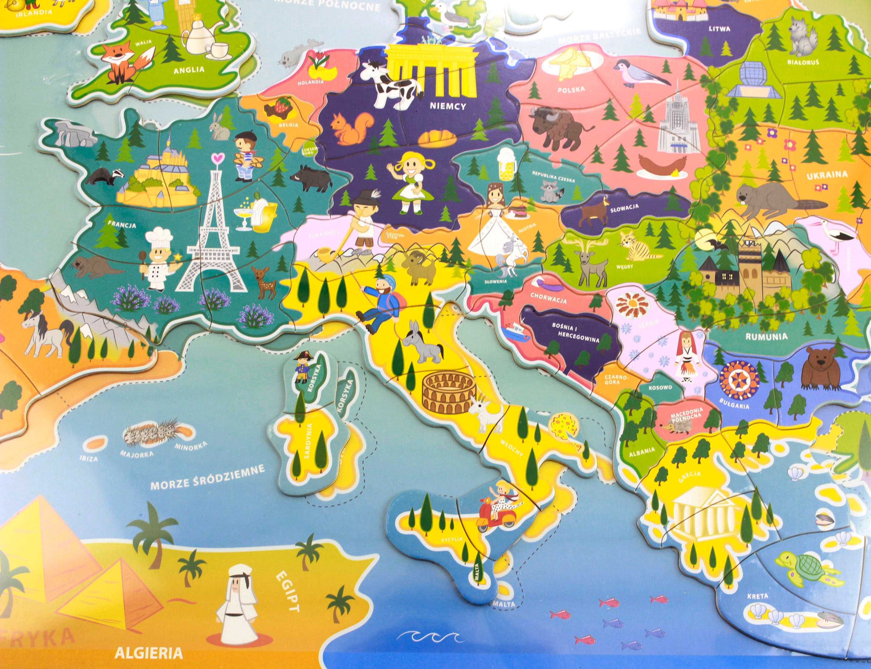 Magnetyczne puzzle mapa  EUROPA POLSKA 95 elementów