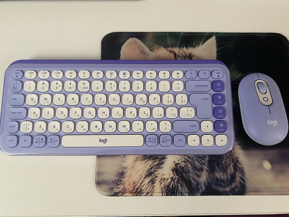 клавіатура + миша Logitech pop icon combo lilac