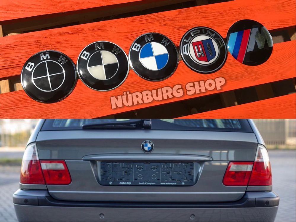 Алюминиевая наклейка на эмблему багажника BMW E46 универсал значок