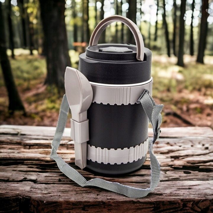 termos obiadowy menażka lunch box + 3 pojemniki pasek sztućce pp 1,8l