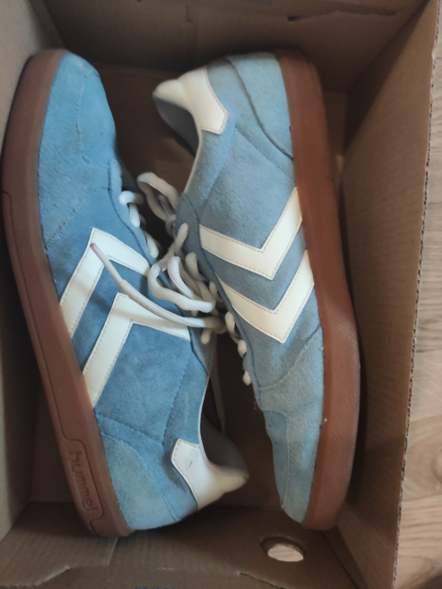 кросівки сліпони  мокасини Hummel замша р 38 блакитні 25,5см
