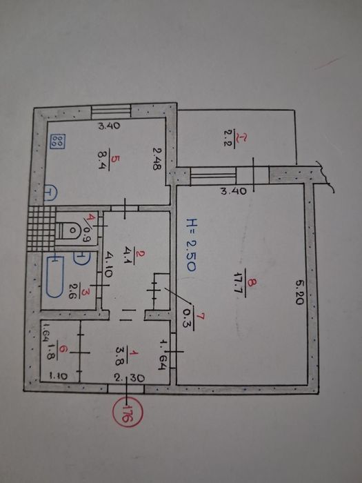 Продам  1 но комнатную квартиру джержинке общая площадь 42кв