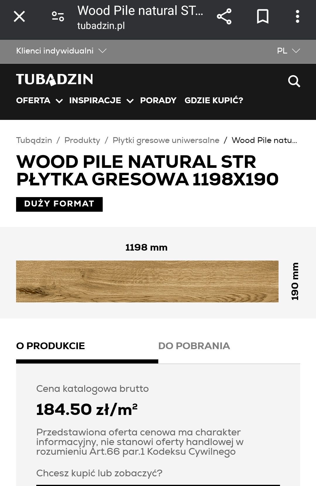 Płytki Wood Pile Natural 119.8*19cm, 39 sztuk, 8.87m2