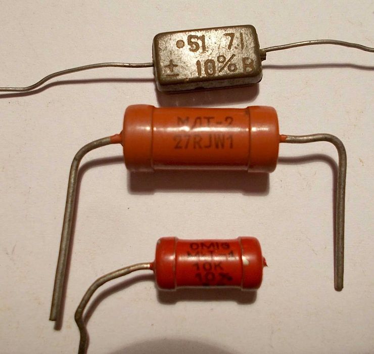 Pamiątki USSR / PRL - dioda, rezystor, kondensator (zestaw)