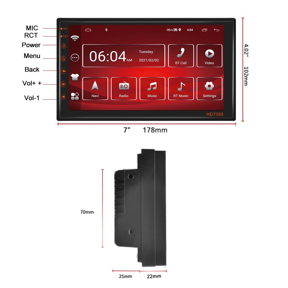 Rádio Universal Android 13 2din 7 polegadas GPS Bluetooth FM RDS NOVO