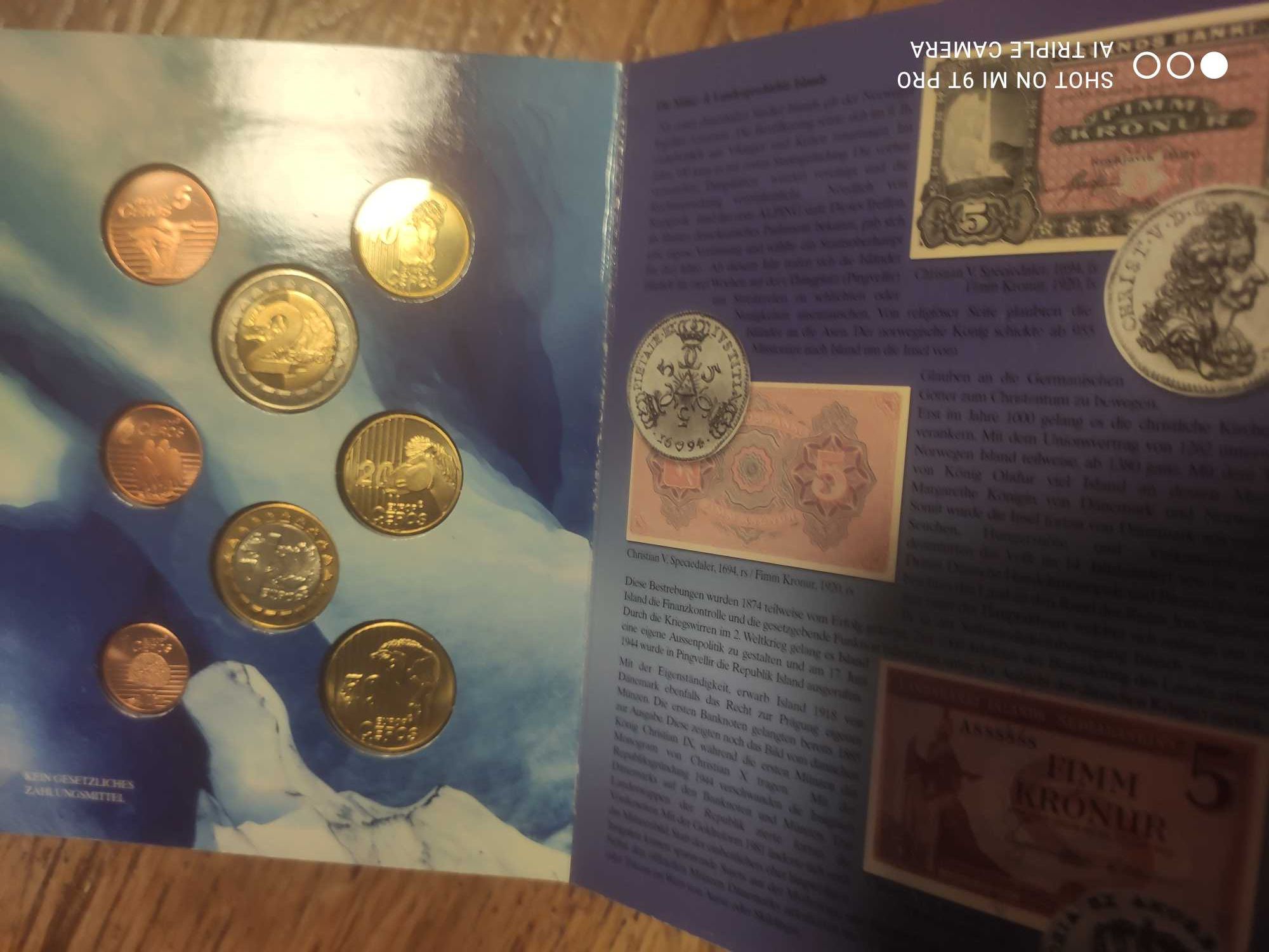 исландия 8 монет 2004г. буклет европроба