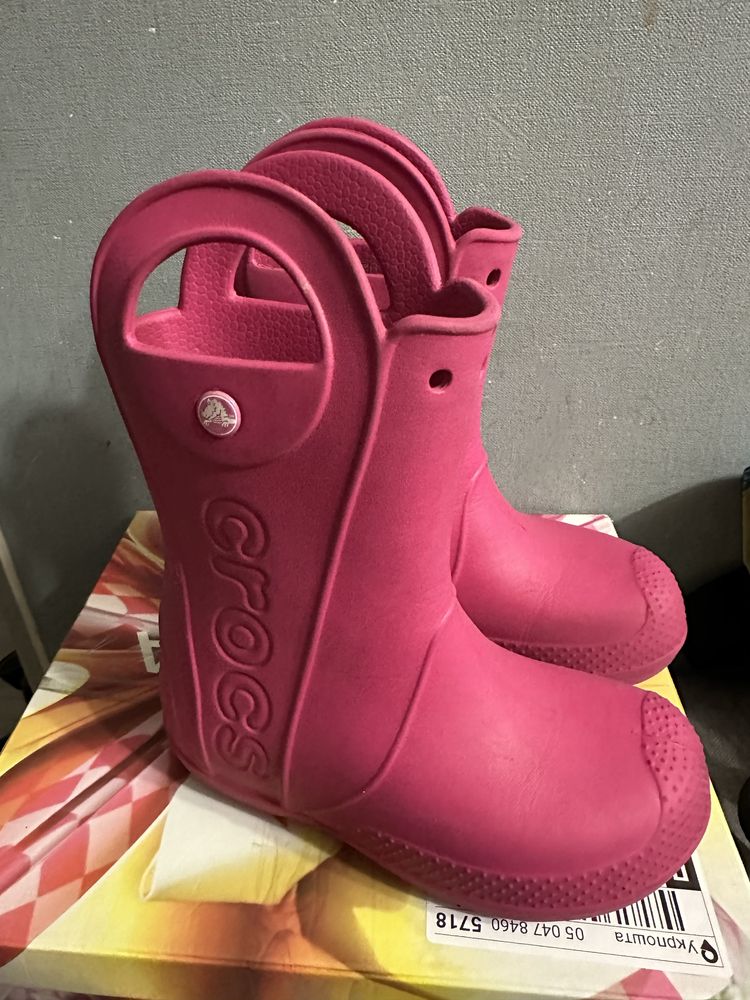 Сапоги чобітки дитячі Crocs рожеві дитячі J1 рожеві