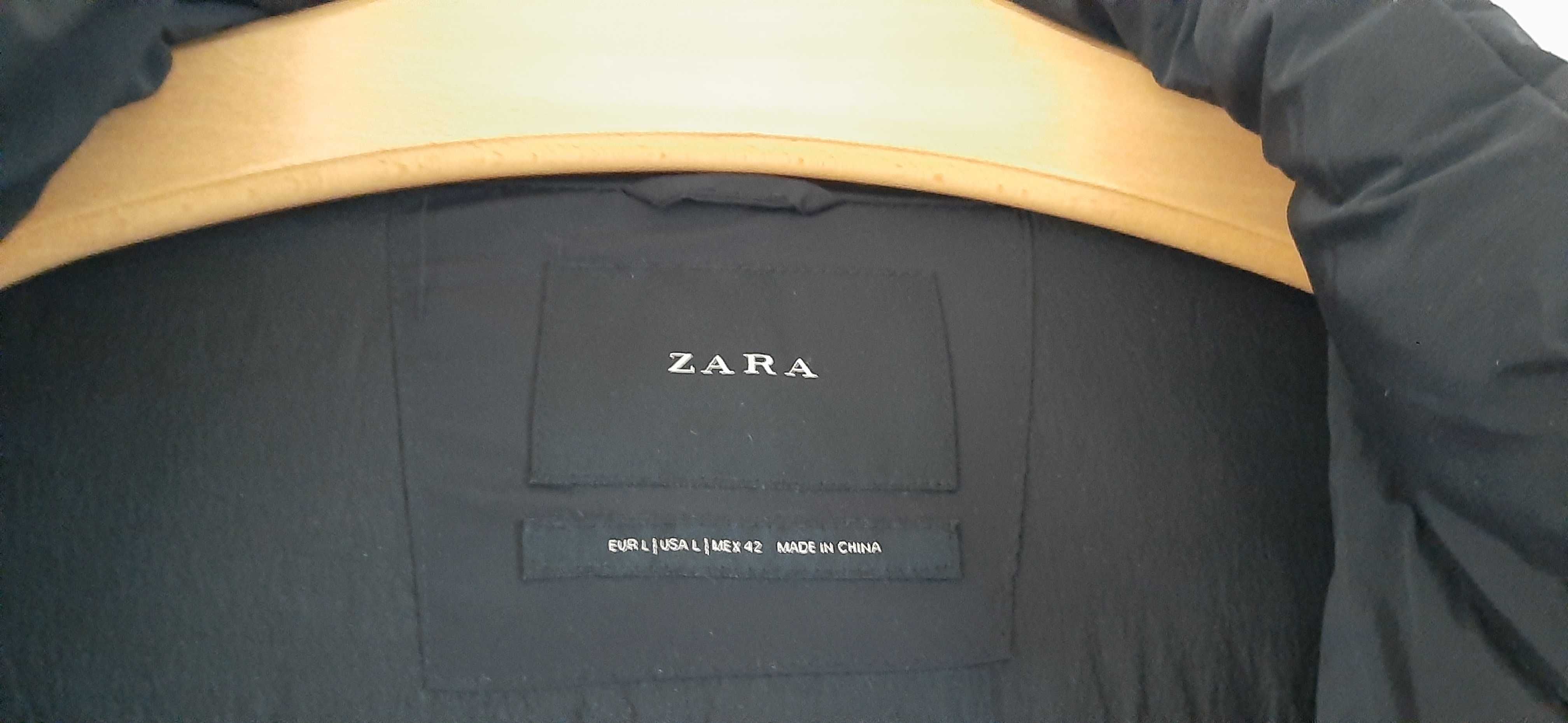Nowa ciepła zimowa kurtka męska parka Zara, Rozmiar L, czarna