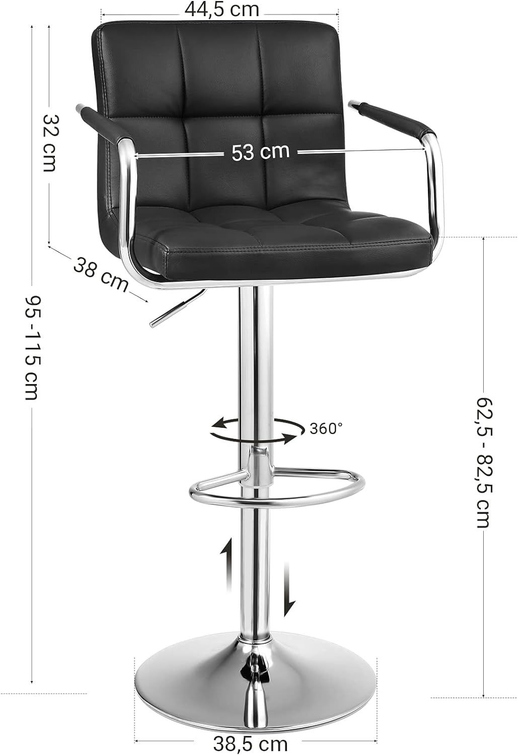 Hoker Songmics czarny 115 cm skóra sztuczna