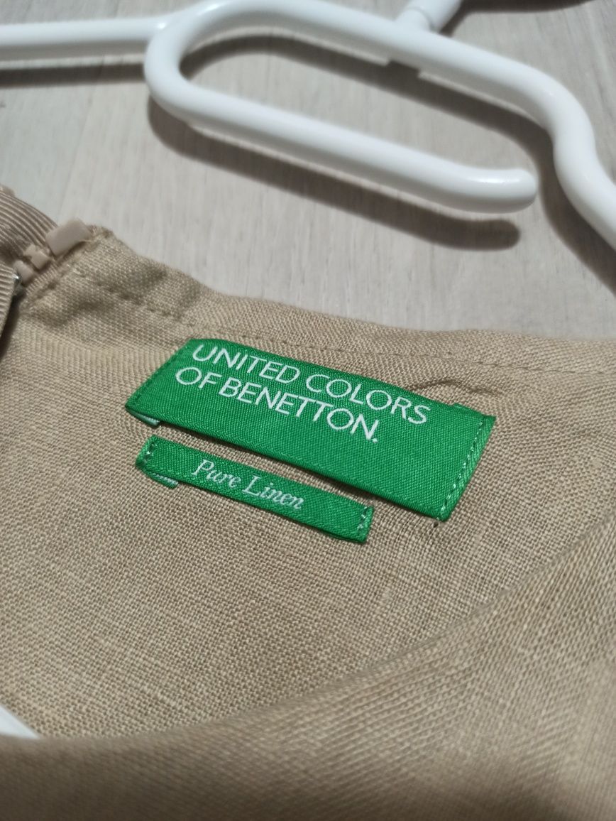 Benetton базовое льняное платье хс/с