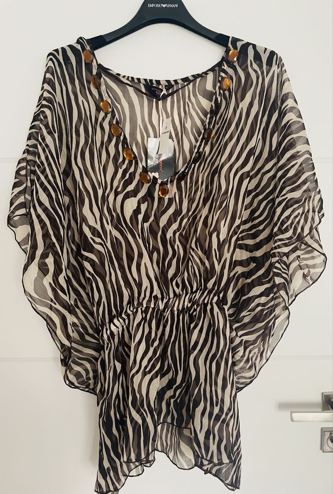 Primark Atmosphere Beach tunika narzutka plażowa zebra tiger kamienie