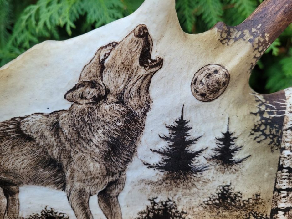 Rzeźba grawer poroże wilk jeleń łoś prezent myślistwo