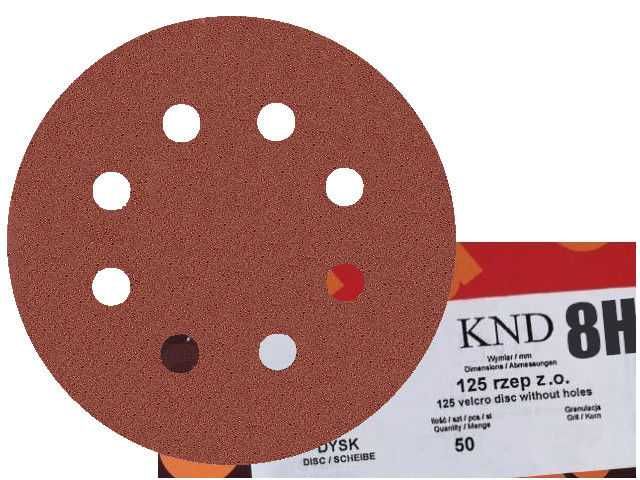 50x Krążek papier ścierny krążki ścierne na rzep 8 otw. KND 125mm P320