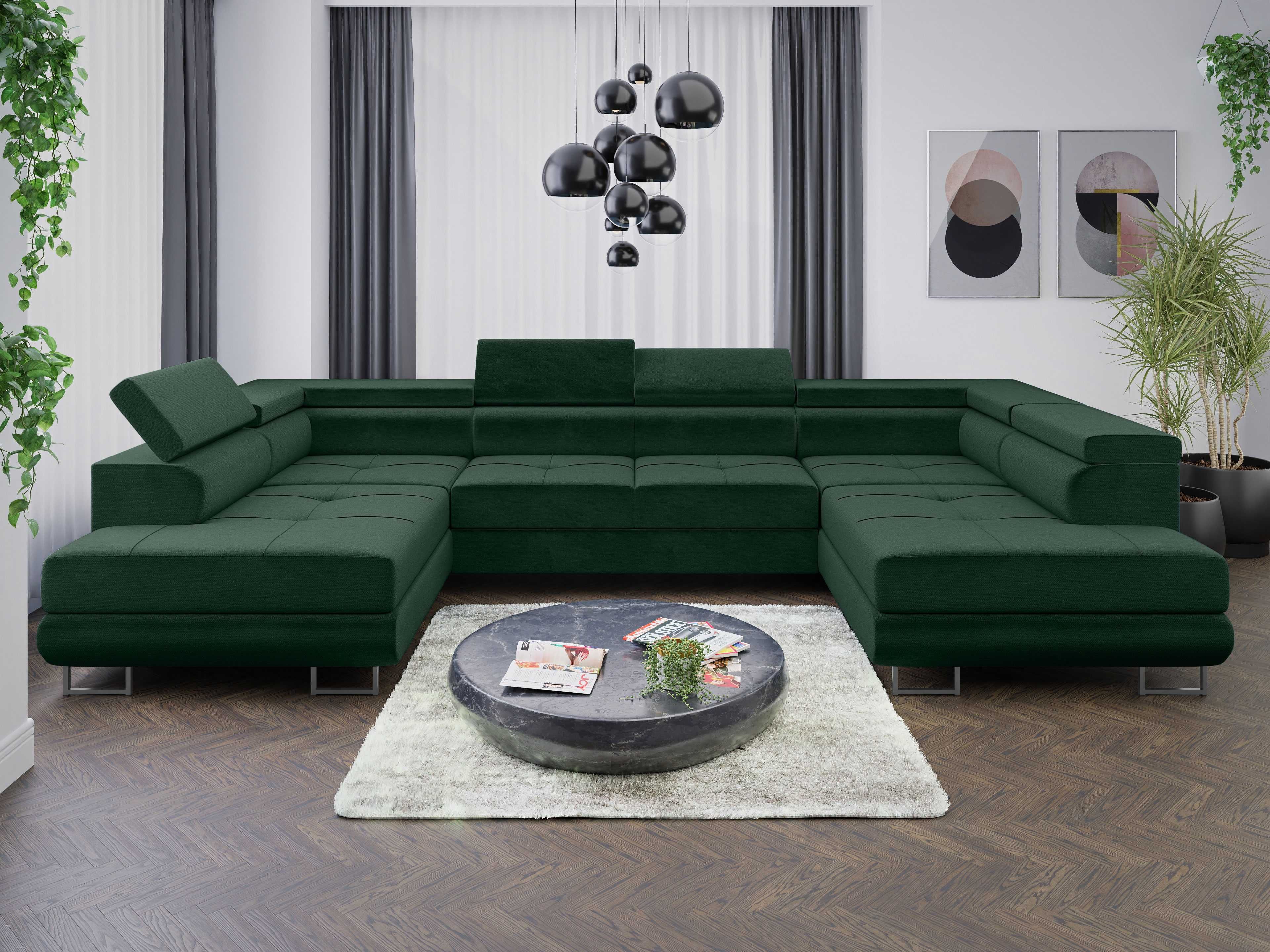 Narożnik Sofa Anton U z funkcja spania delfin Poso 2 sprezyna falista