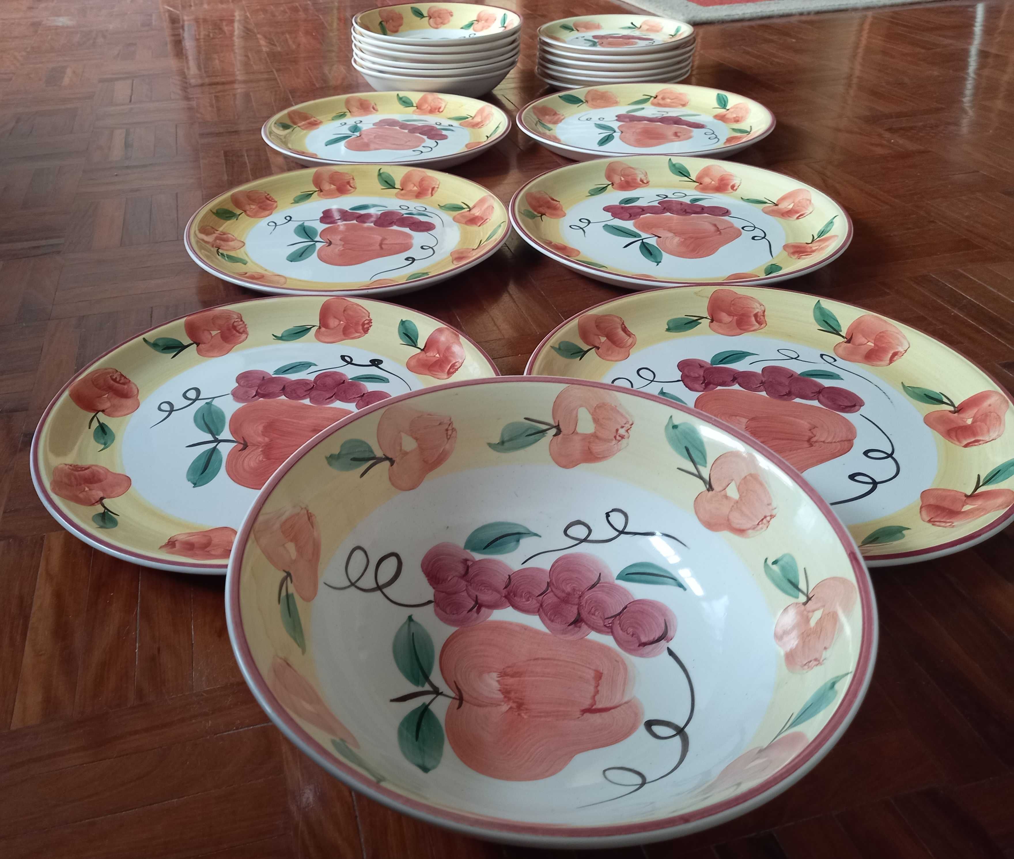 Conjunto de loiça, serviço de cozinha, pratos pintados 19 peças - NOVO