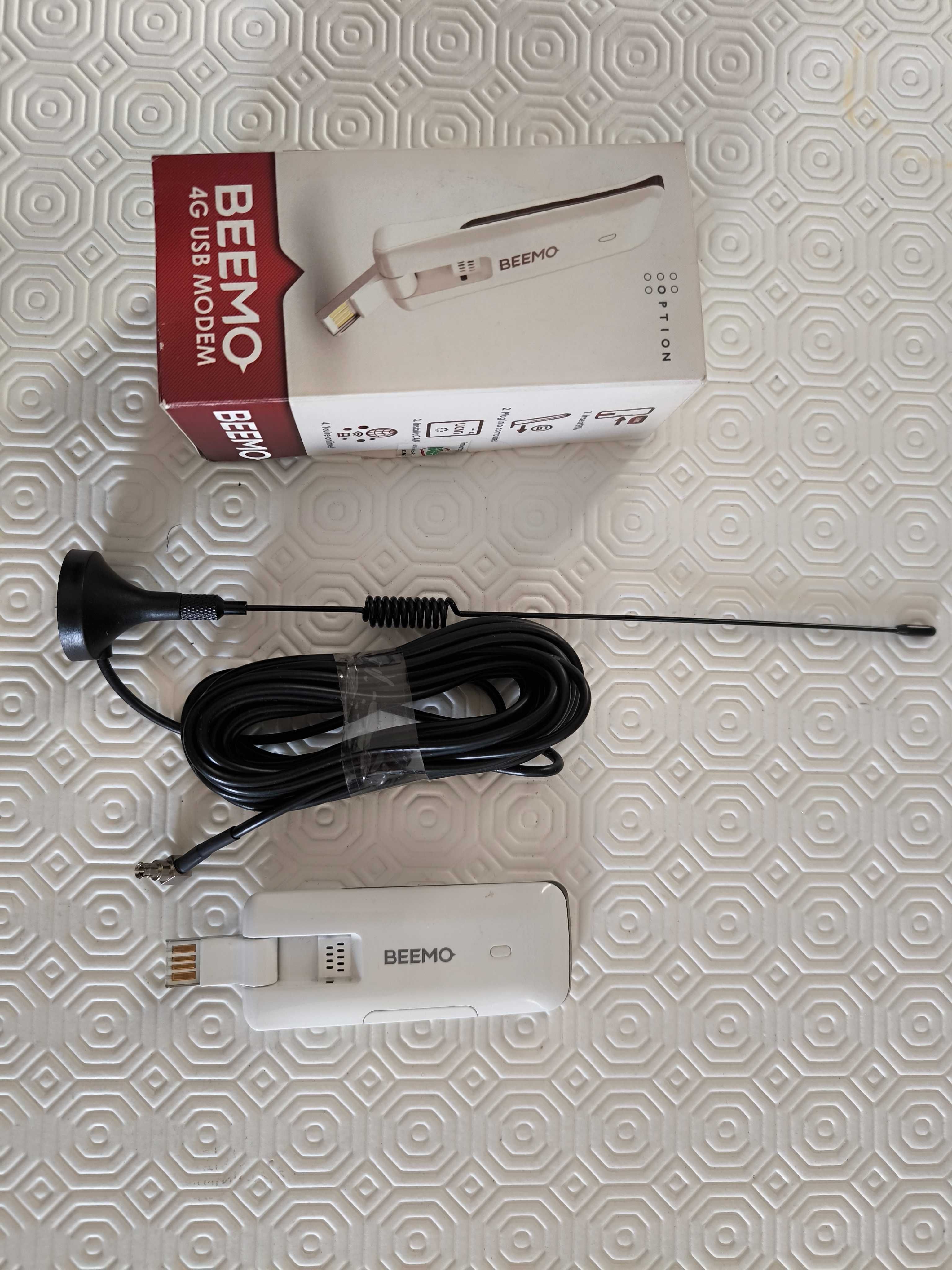 Opcja Beemo 4G USB Modem wraz z anteną magnetyczna WiFi RP-SMA 5dBi 3m