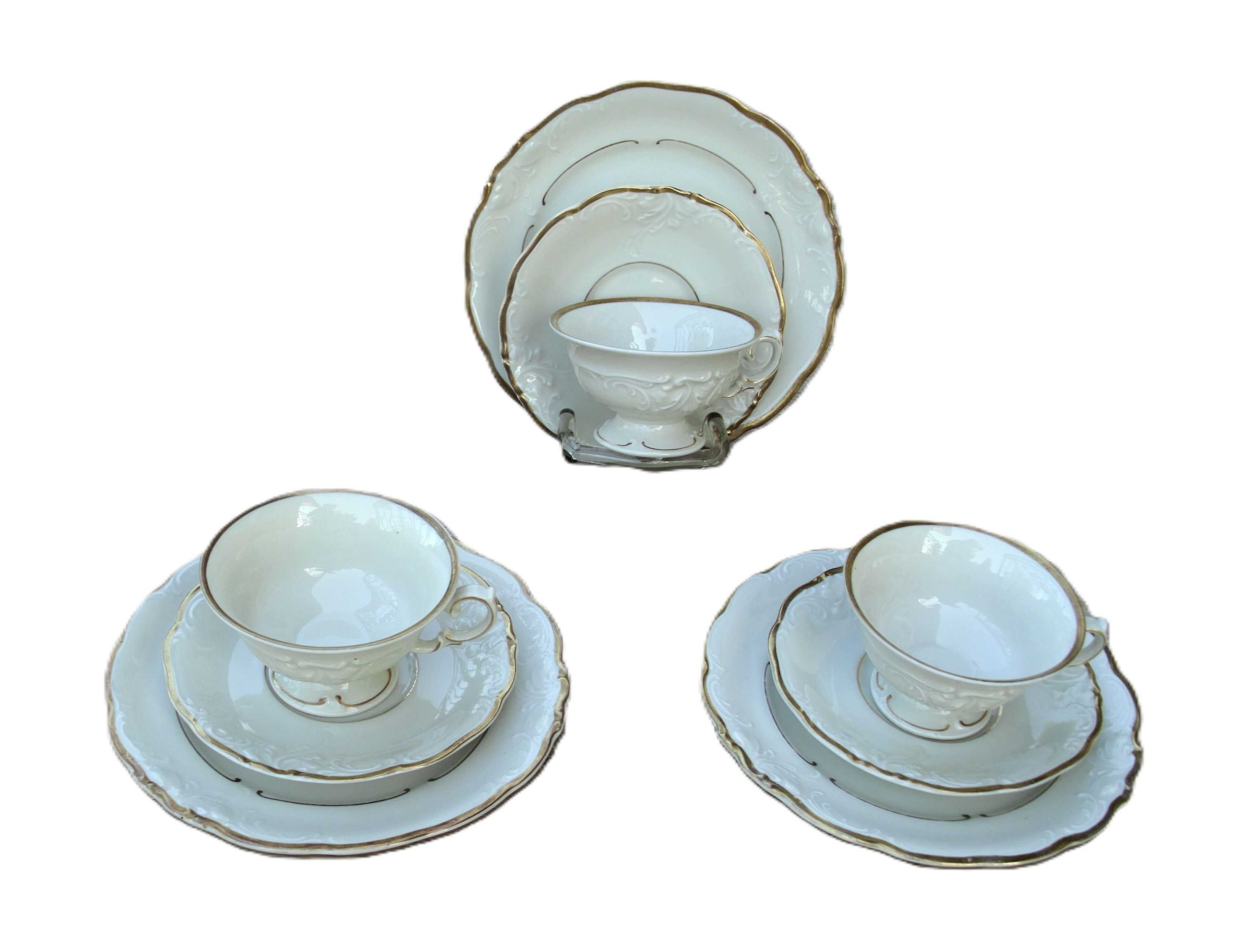 Trio KPM Wałbrzych kremowa porcelana