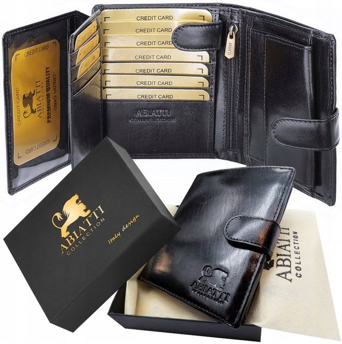 Duży Ekskluzywny Skórzany Portfel Męski Antykradzieżowy Ochrona Kart R