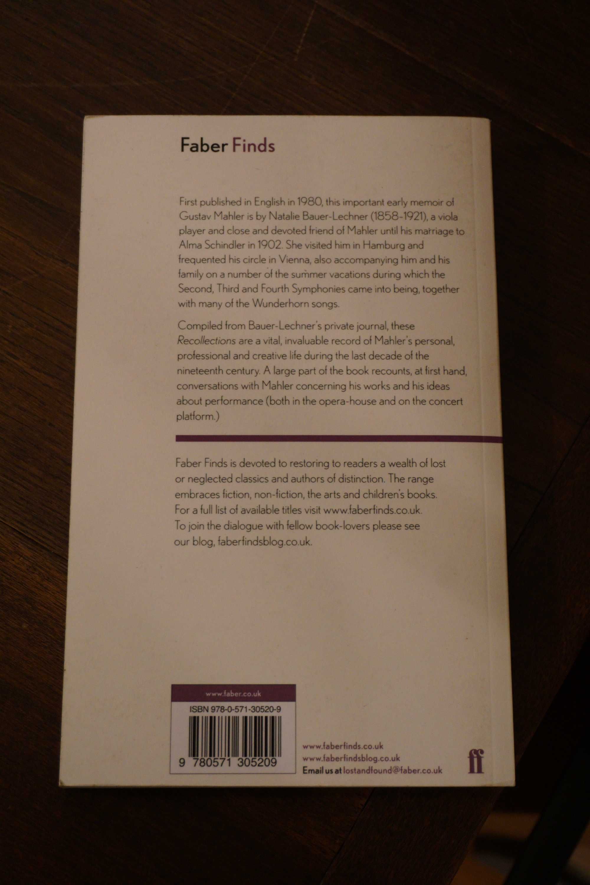 Recollections of Gustav Mahler de Natalie Bauer-Lechner