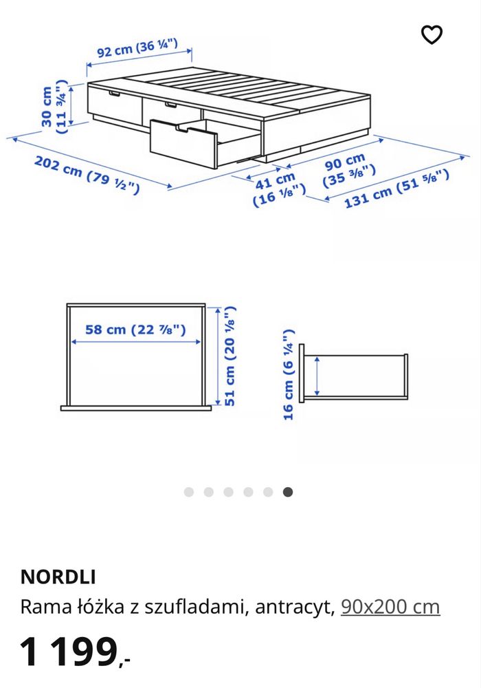 Łóżko IKEA 90/200