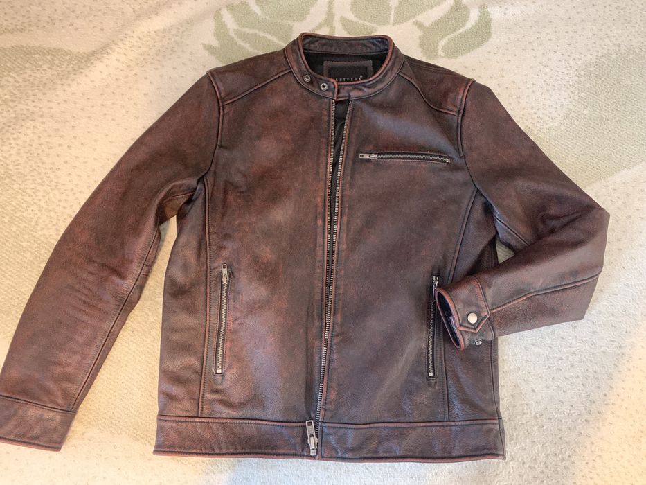 Kurtka skórzana męska L-XL Może być motocyklowa Brązowa NOWA