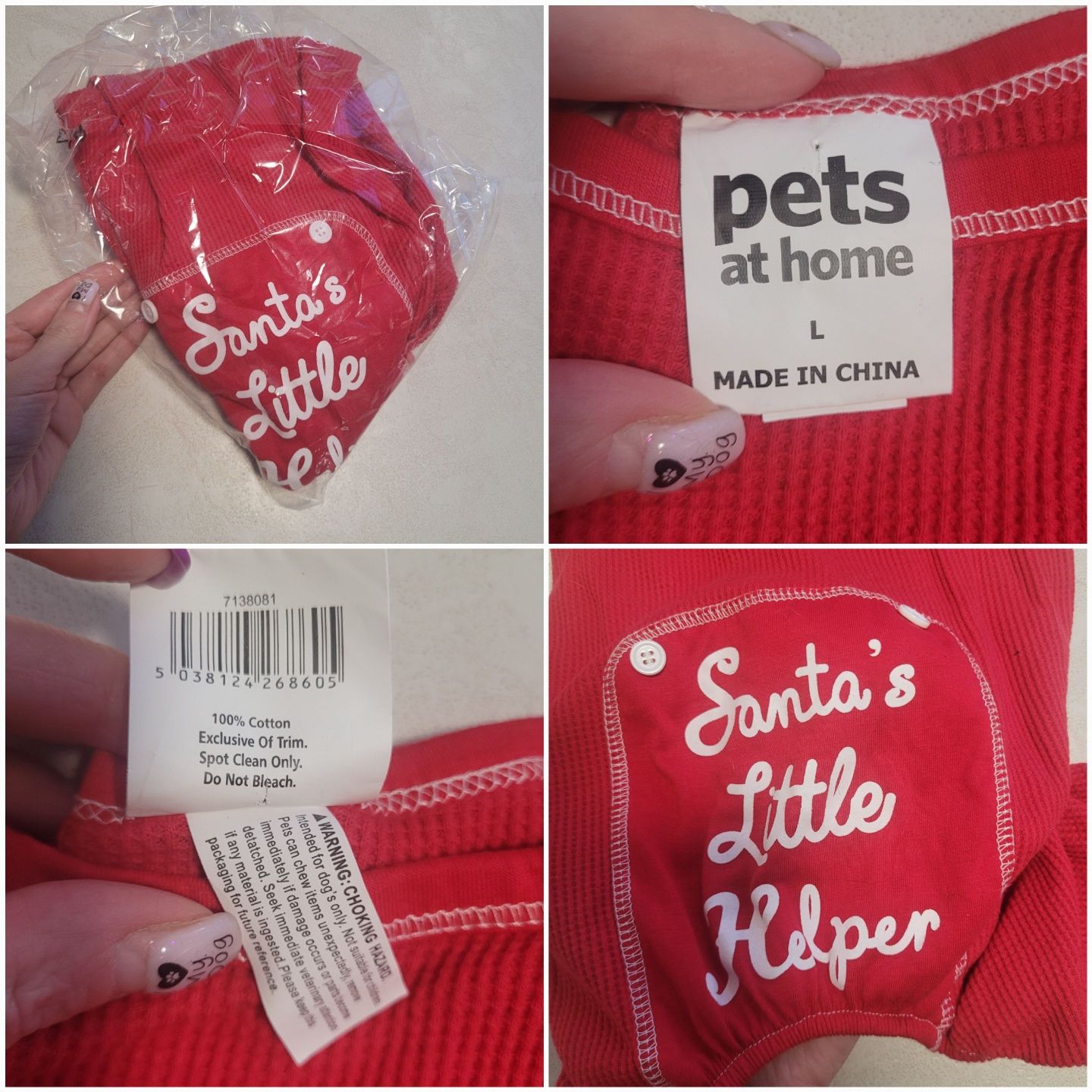 Новорічний червоний костюм L розмір для середньої великої собаки Санта