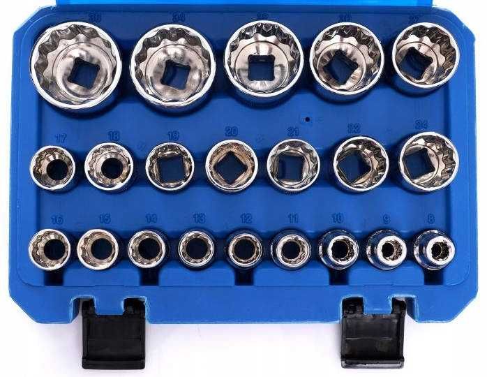 Nasadki SPLINE Klucze Nasadowe 21szt 8-36mm 12-kątne