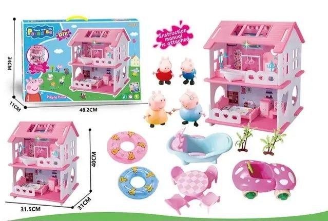 Ляльковий будинок сім'я Свинка Пеппа з меблями,фігурками дім Peppa Pig