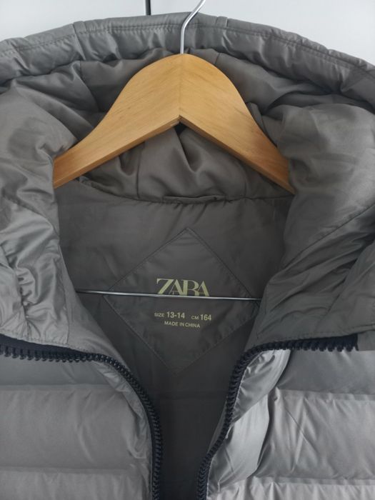 Zara dluzszy bezrękawnik puchowy khaki r.164 S/M