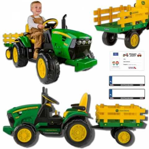 Traktor Na akumulator Peg Perego John Deere Power Pull z Przyczepą