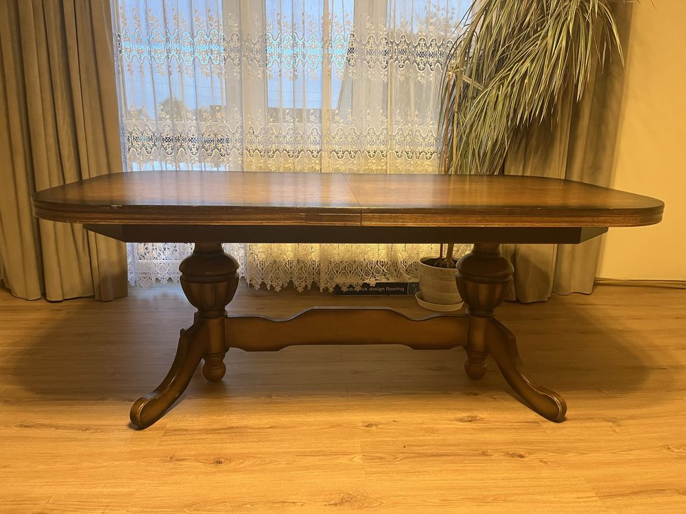Drewniany stół 1,95/2,45/2,95, sz.1,0 plus krzesła