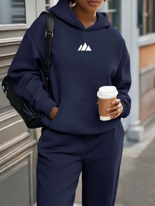 Жіночий утеплений на флісі спортивний костюм, синій XXL