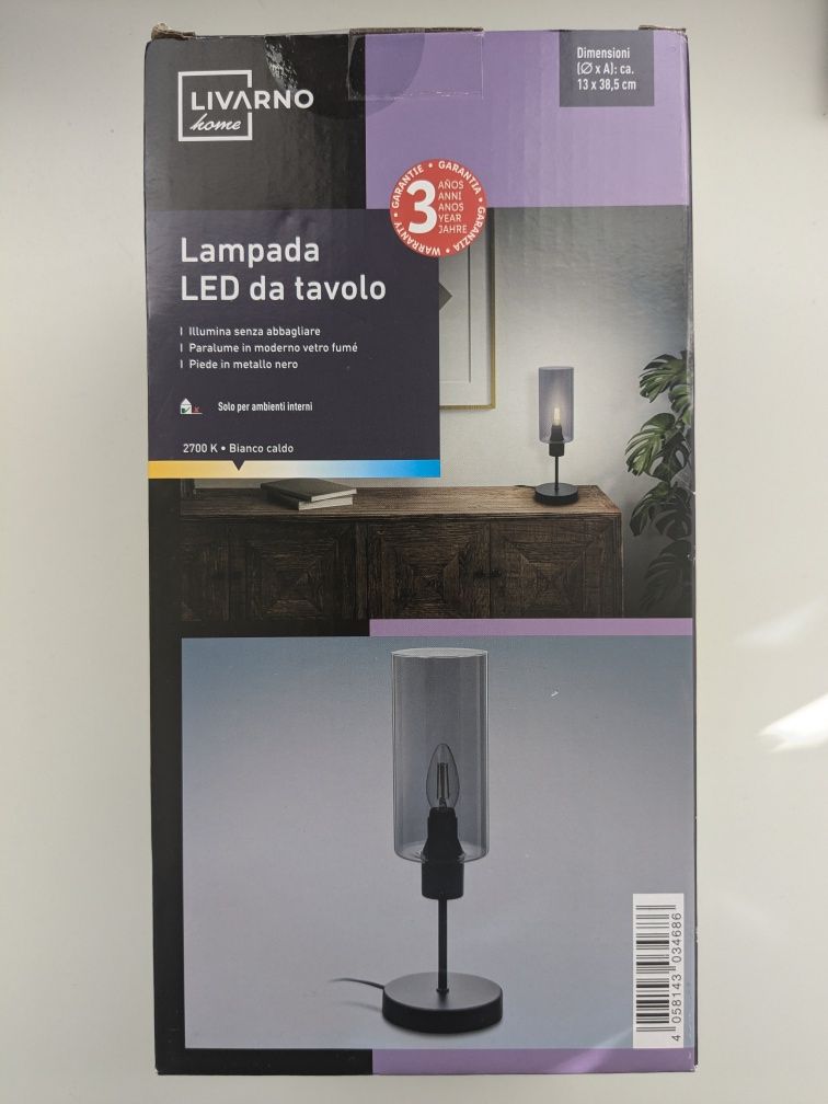 SELADO Candeeiro Mesa LED com Vidro Fumado Livarno Home do lidl