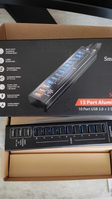 Промисловий USB - хаб 3.0 Smartdelux 13-портовий алюмінієвий