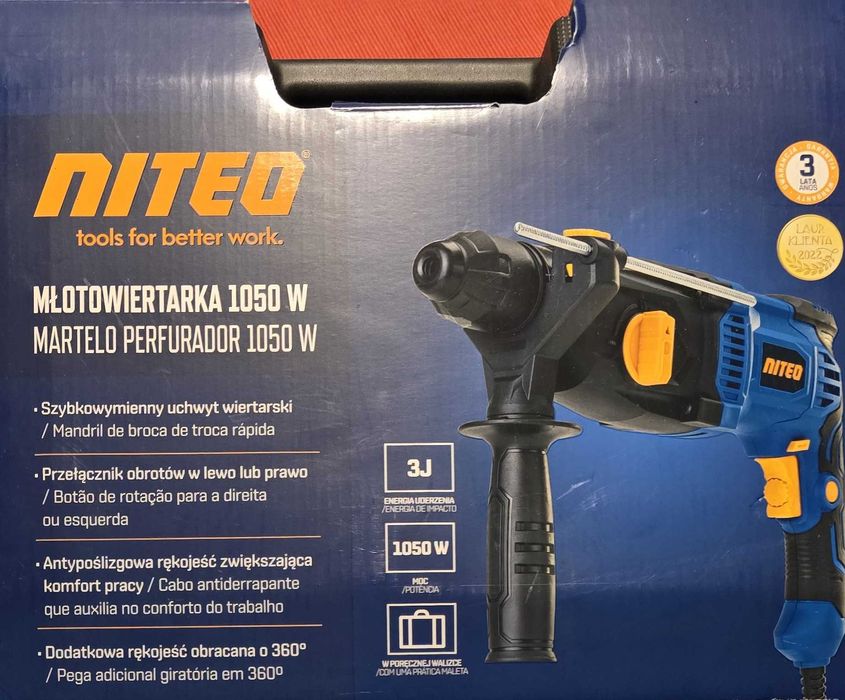Młotowiertarka 1050 W . Energia uderzenia 3J