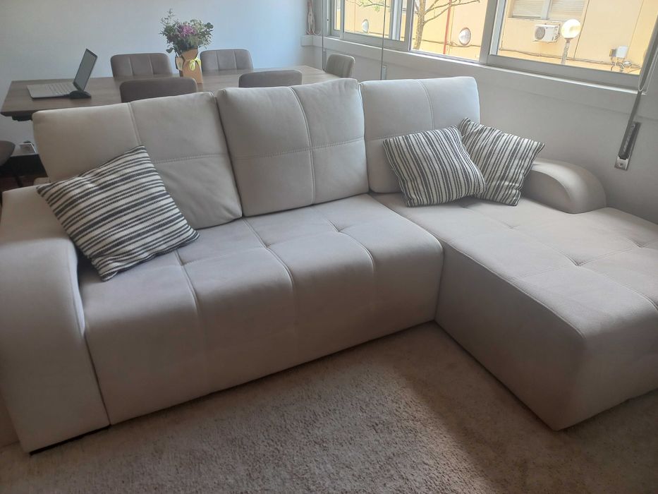 Sofá Chaise Longue Creme - Excelente Estado