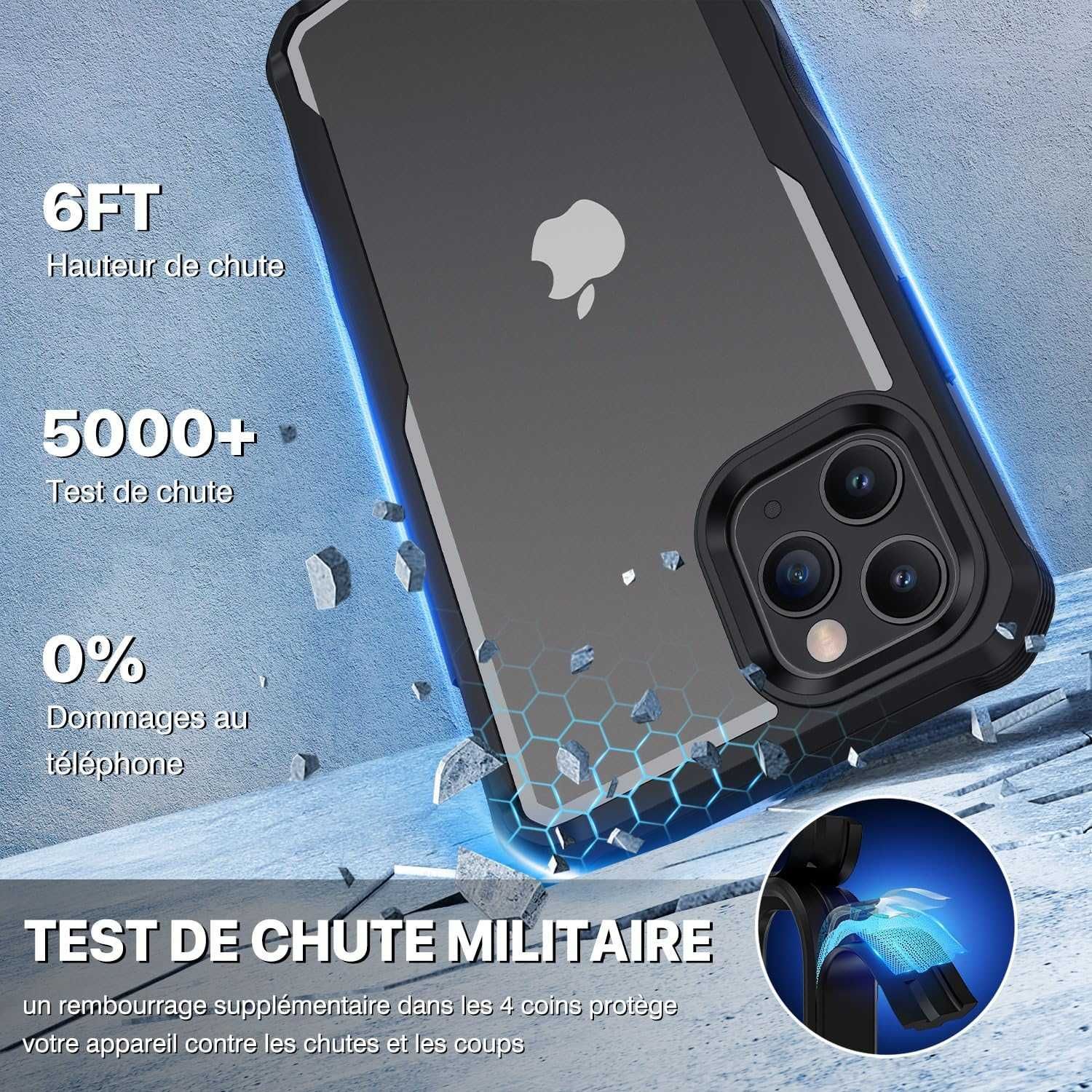CENHUFO etui pancerne 360 iPhone 11 Pro Max czarne filtr prywatności