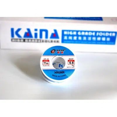 Припой с флюсом KAINA (синяя) 0.8 мм 100 грамм 63-37 олово Припій
 Топ