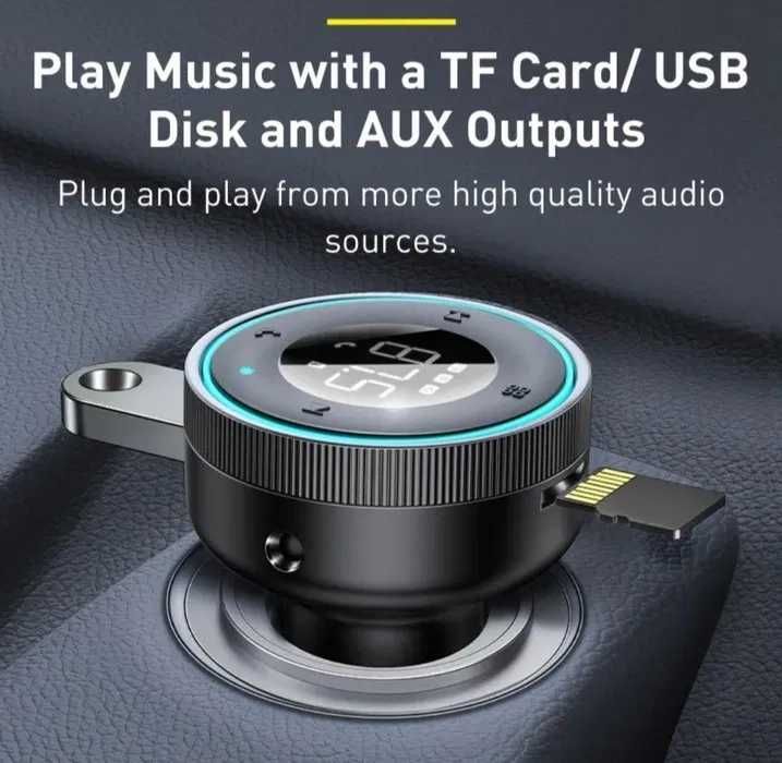 Fm модулятор baseus ресивер трансмістер Bluetooth aux