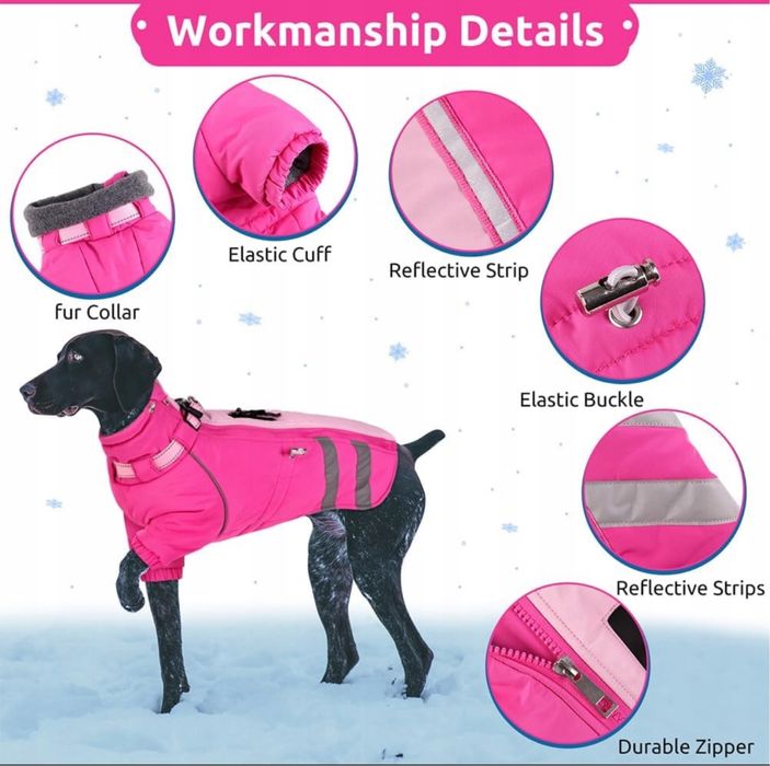 Wodoodporna Ciepła Wysokiej Jakosci  Kurtka Dla Psa L