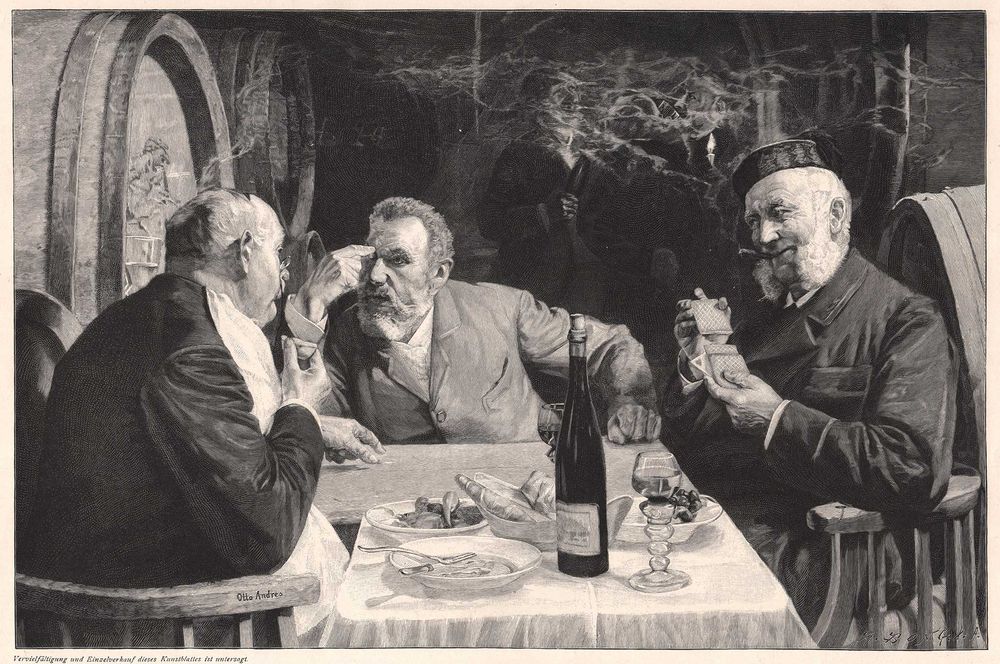 Andres: Winiarnia. Drzeworyt ilustracyjny 1900 r. oryginał