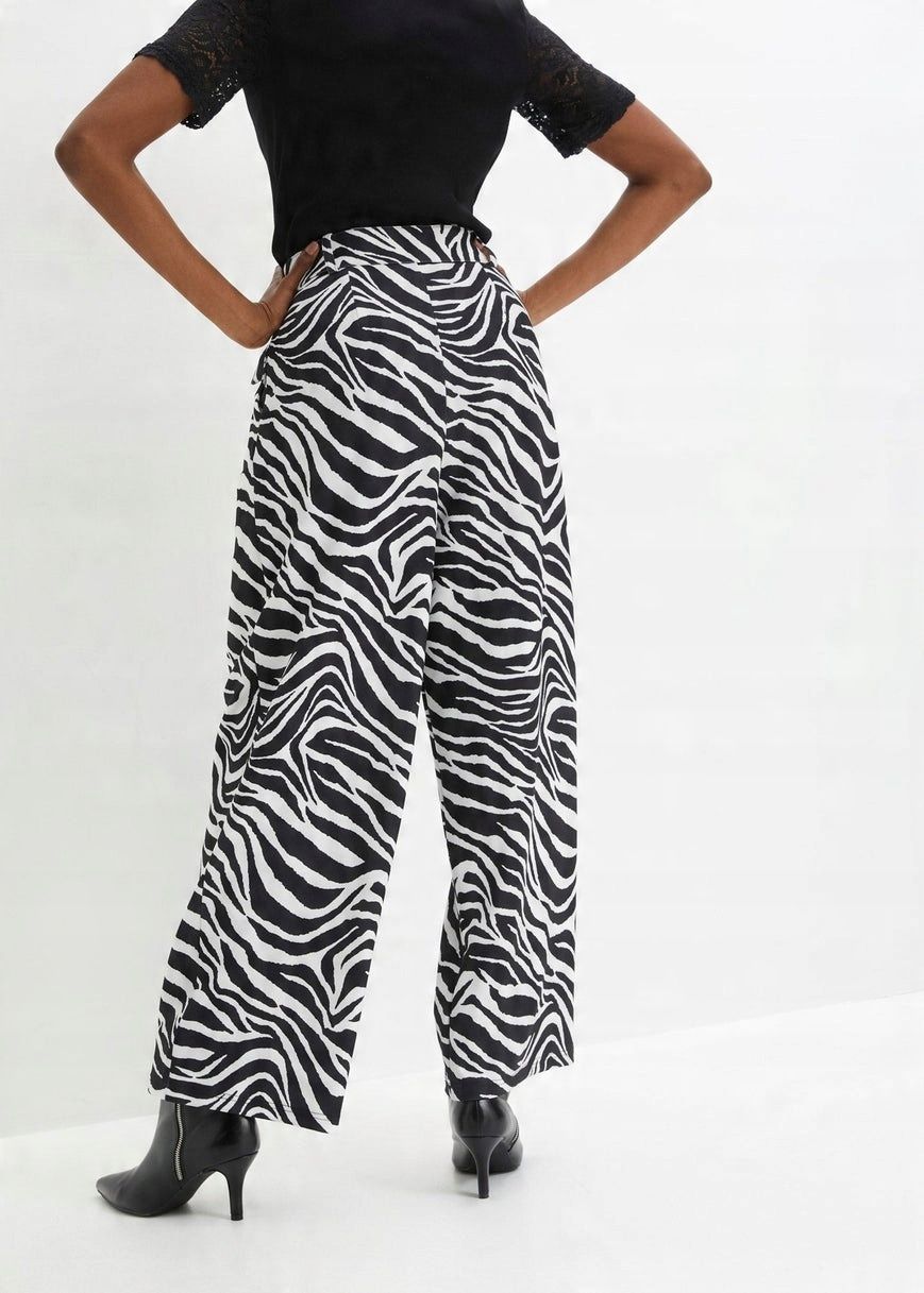 B.P.C spodnie kuloty biało-czarne zebra eleganckie ^34
