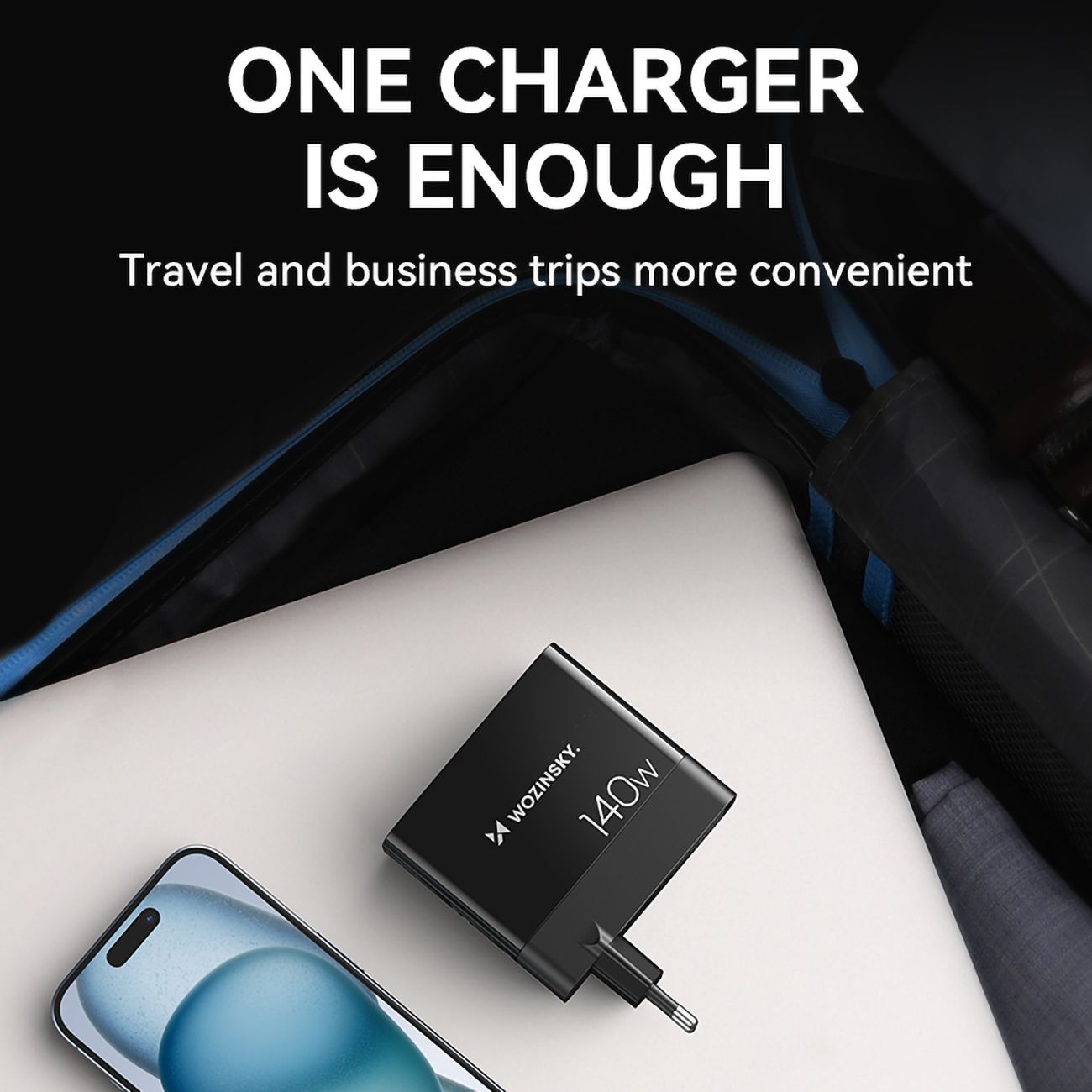 ładowarka sieciowa 100-240v gan 140w 3x usb-c / 2x usb-a czarna