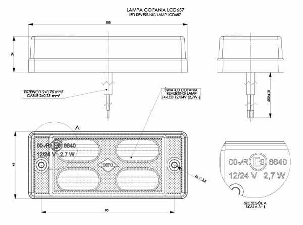 Lampa cofania - LCD 657