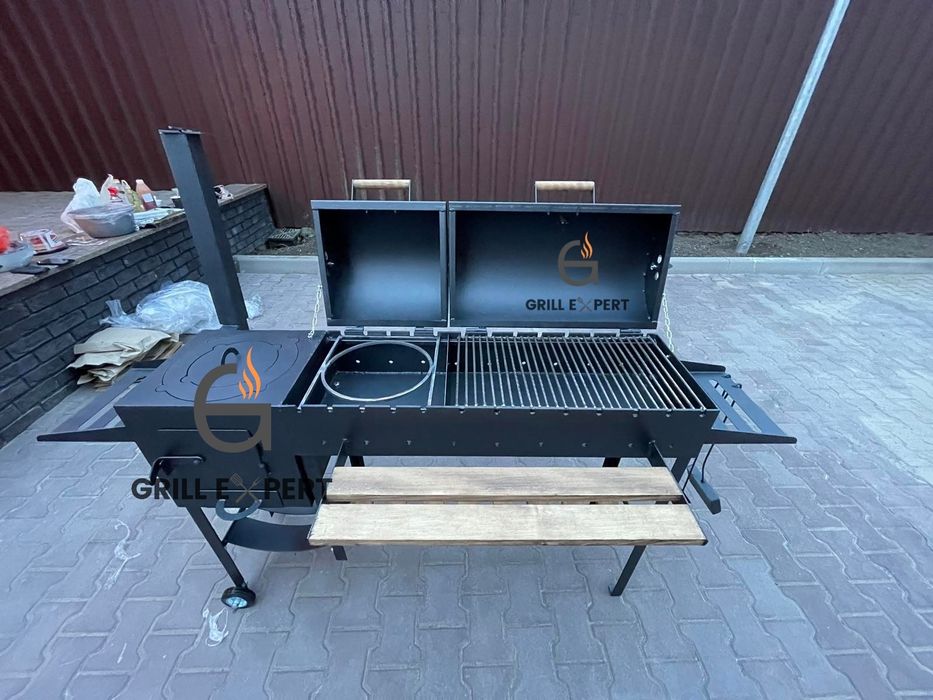 Великий  мангал гриль барбекю з пічкою на 13 шомпурів + ПОДАРУНОК