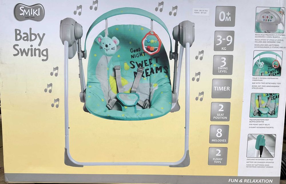 Bujak huśtawka niemowlęca Baby Swing stan bardzo dobry