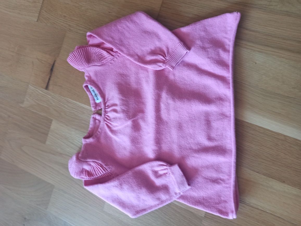 Różowy sweterek reserved z falbankami motylkami na ramionach  metki 62
